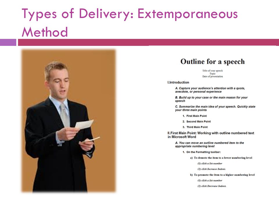 the extemporaneous method of speaking involves