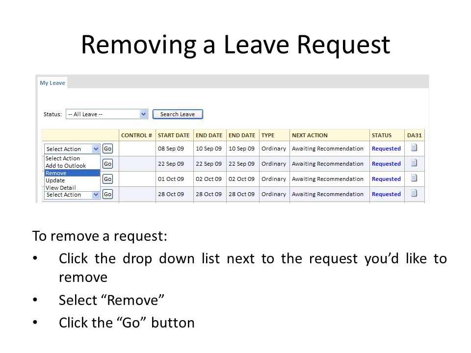 Removing a Leave Request