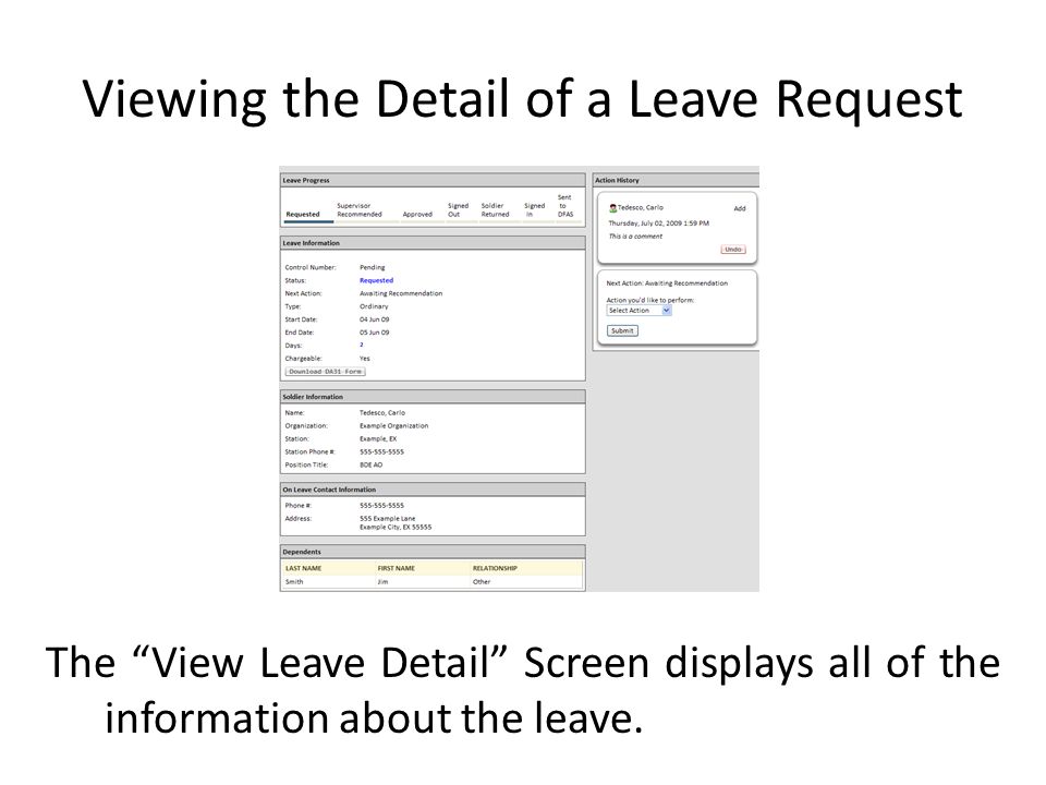 Viewing the Detail of a Leave Request
