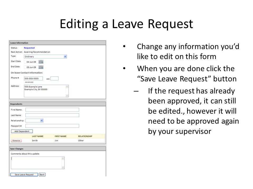 Editing a Leave Request