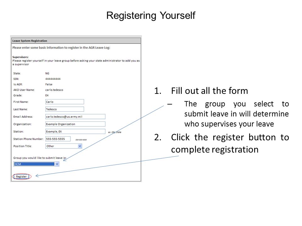 Click the register button to complete registration