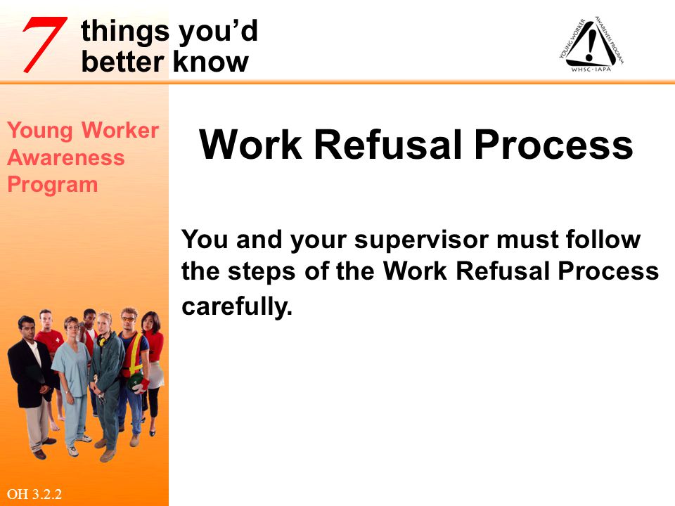 Work Refusal Process You and your supervisor must follow the steps of the Work Refusal Process carefully.