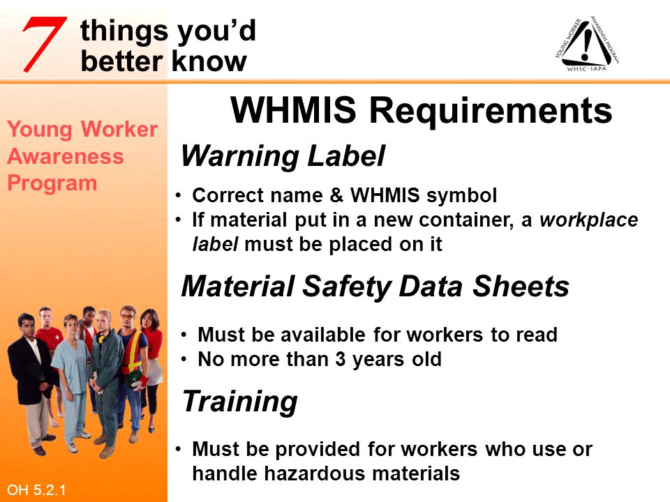 WHMIS Requirements Warning Label Material Safety Data Sheets Training