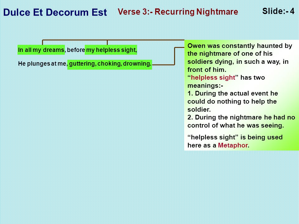 Verse 3:- Recurring Nightmare