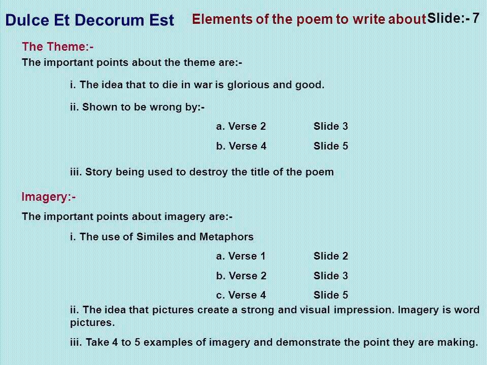 Elements of the poem to write about