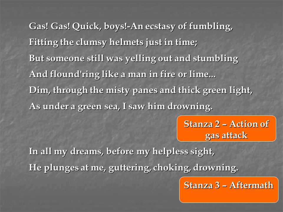 Stanza 2 – Action of gas attack