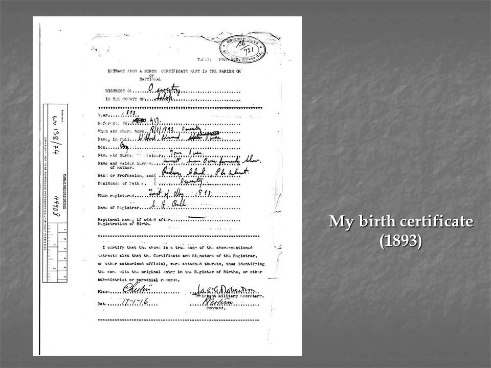 My birth certificate (1893)