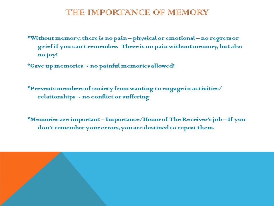The Importance of Memory