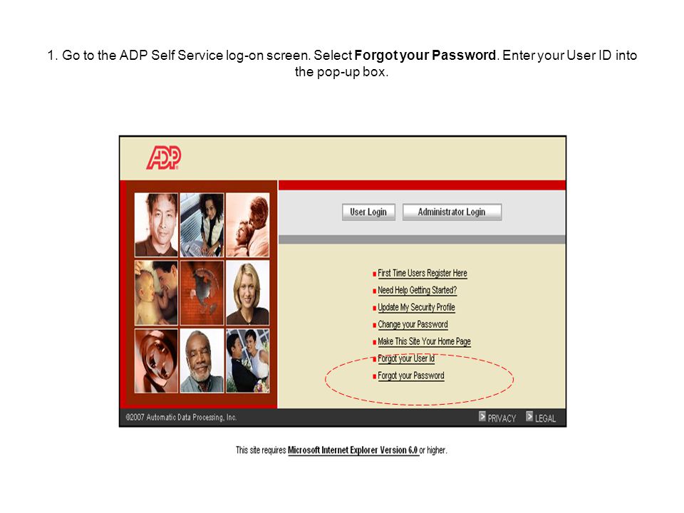 1. Go to the ADP Self Service log-on screen