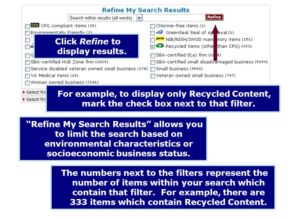 Click Refine to display results.