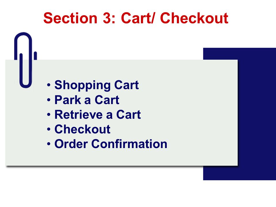 Section 3: Cart/ Checkout