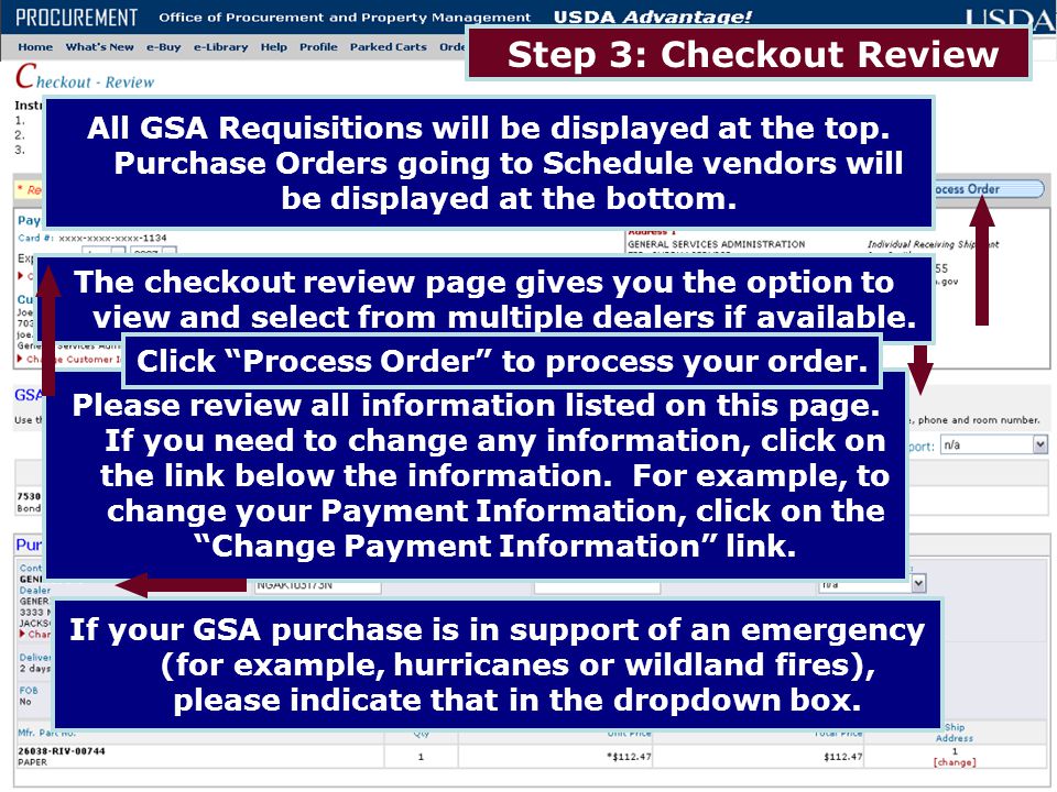 Click Process Order to process your order.