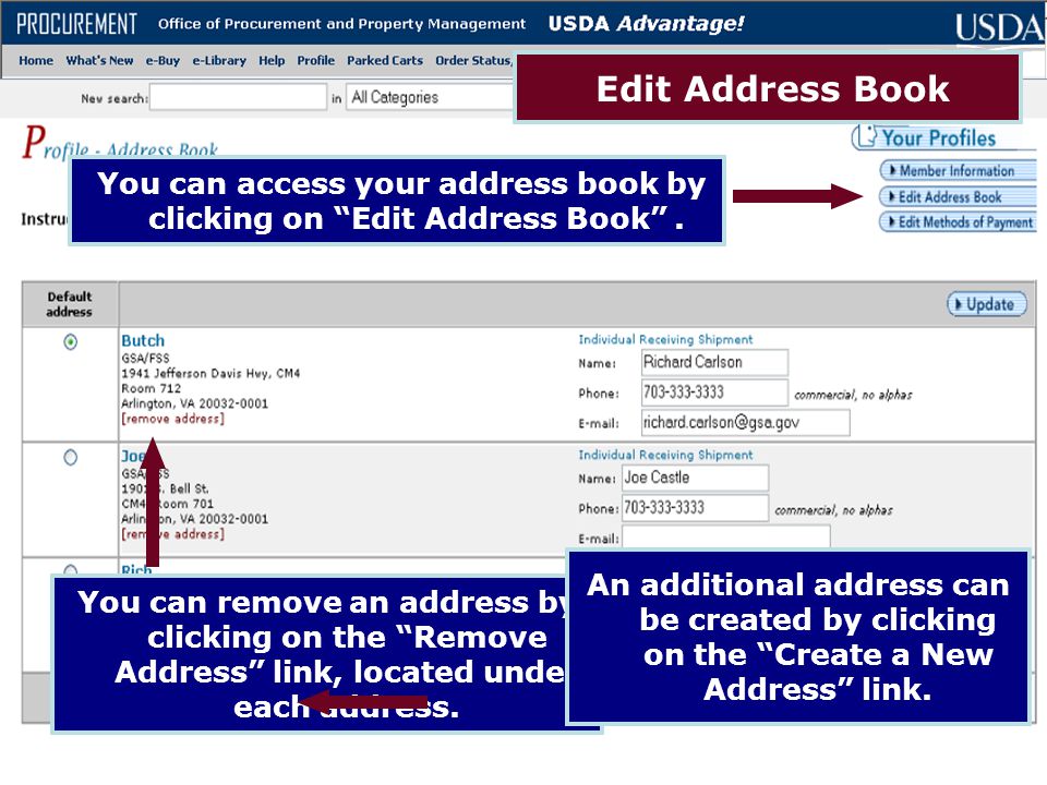 You can access your address book by clicking on Edit Address Book .