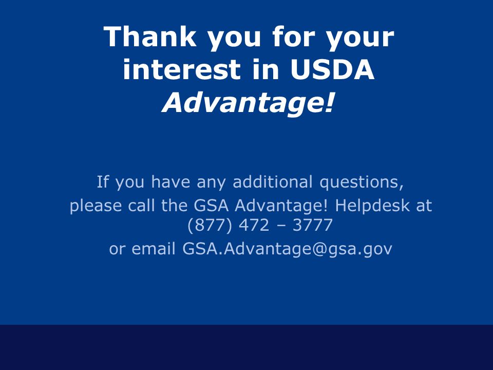 Thank you for your interest in USDA Advantage!