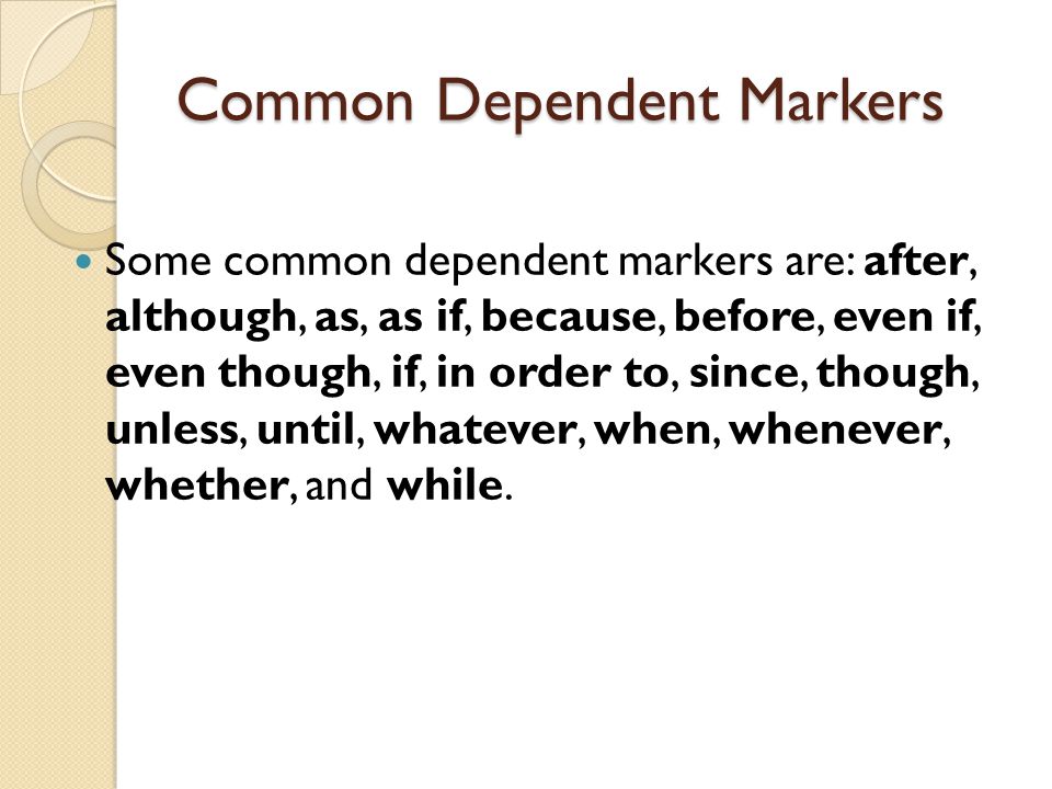 Common Dependent Markers