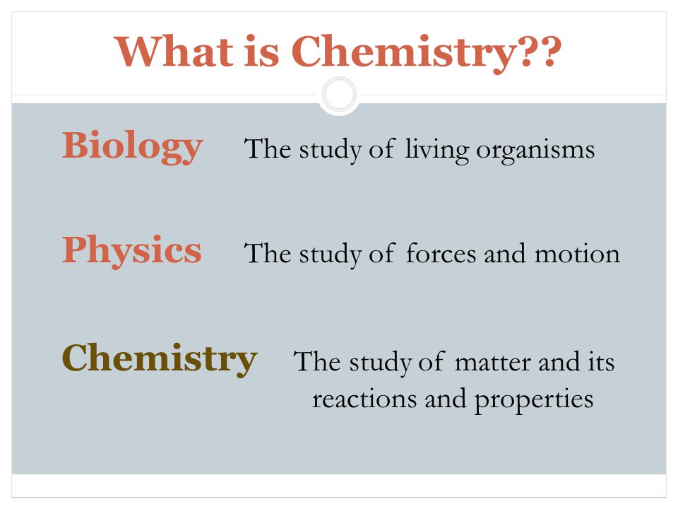 What is Chemistry Biology The study of living organisms