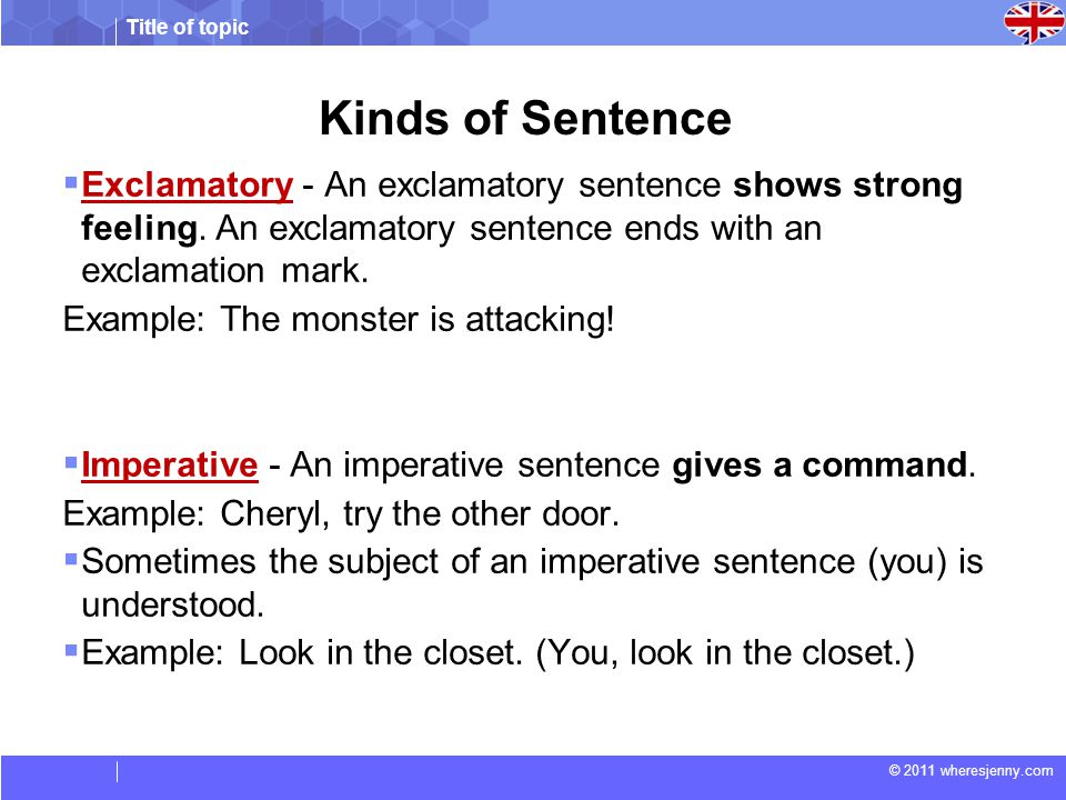 examples of declarative sentences in english