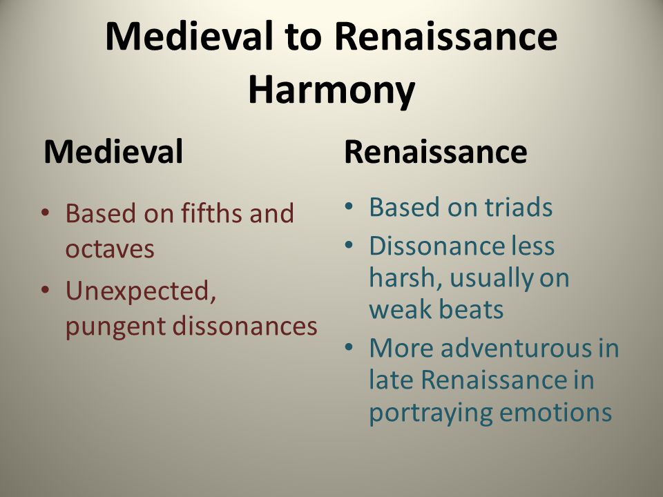Medieval to Renaissance Harmony