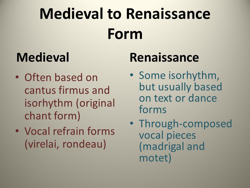 Medieval to Renaissance Form