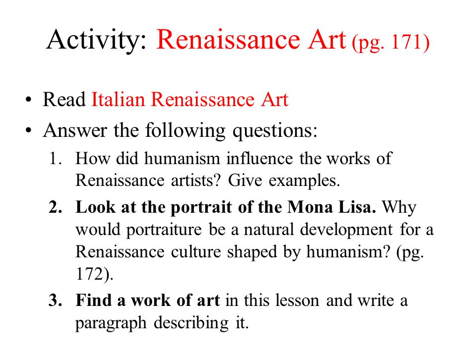 Activity: Renaissance Art (pg. 171)