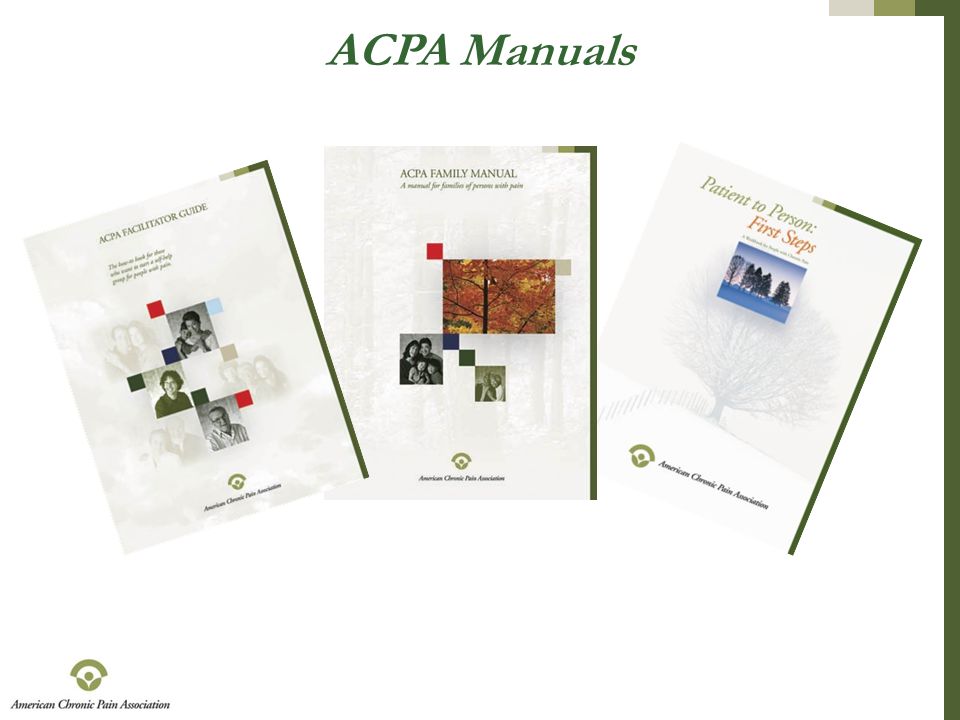 ACPA Manuals Pictures of covers of the ACPA manuals.