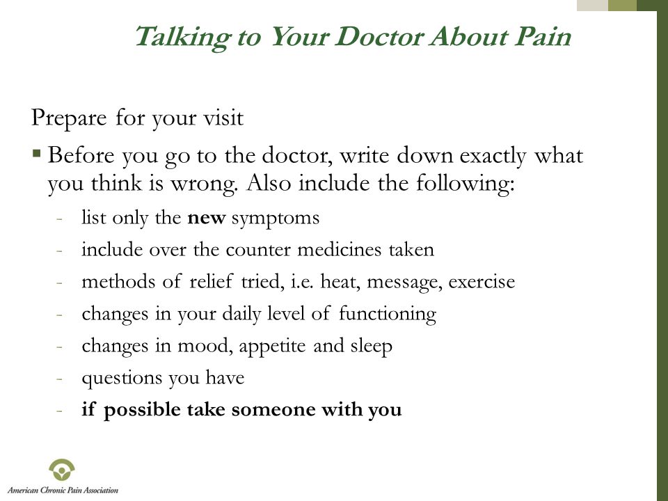 Talking to Your Doctor About Pain