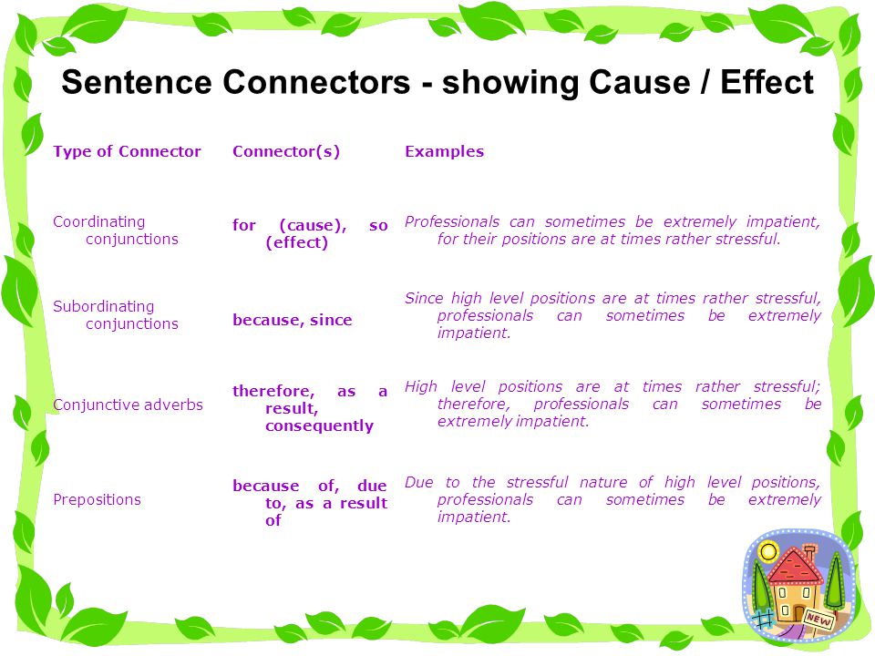 examples cause effect sentences