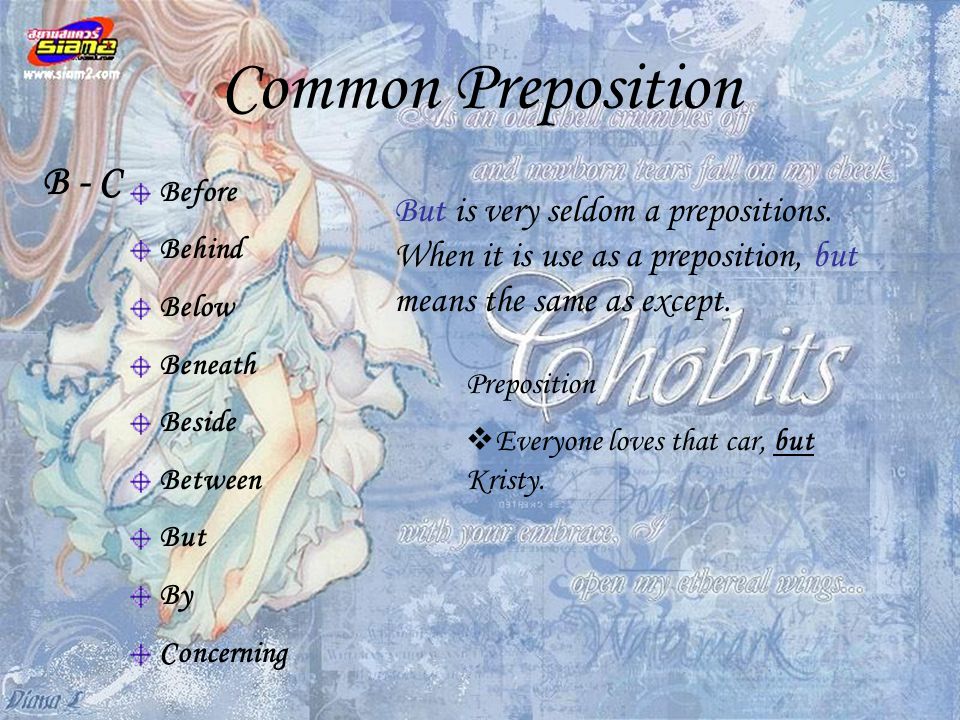 Common Preposition B - C