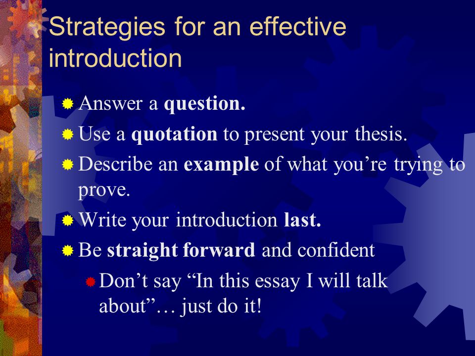 Strategies for an effective introduction