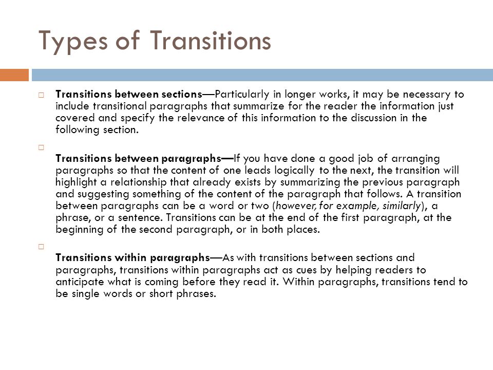 Types of Transitions