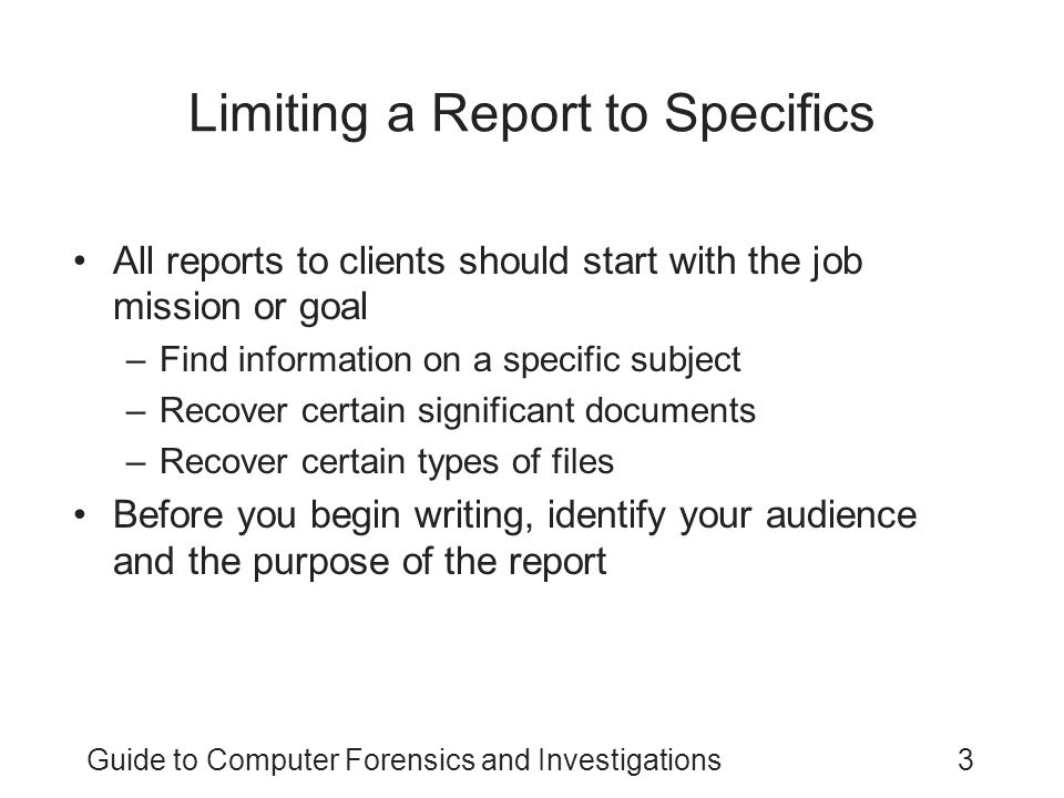 Limiting a Report to Specifics