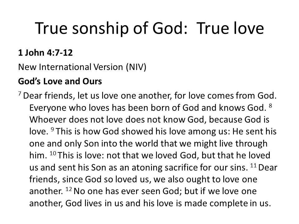 True sonship of God: True love