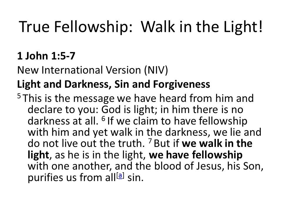 True Fellowship: Walk in the Light!