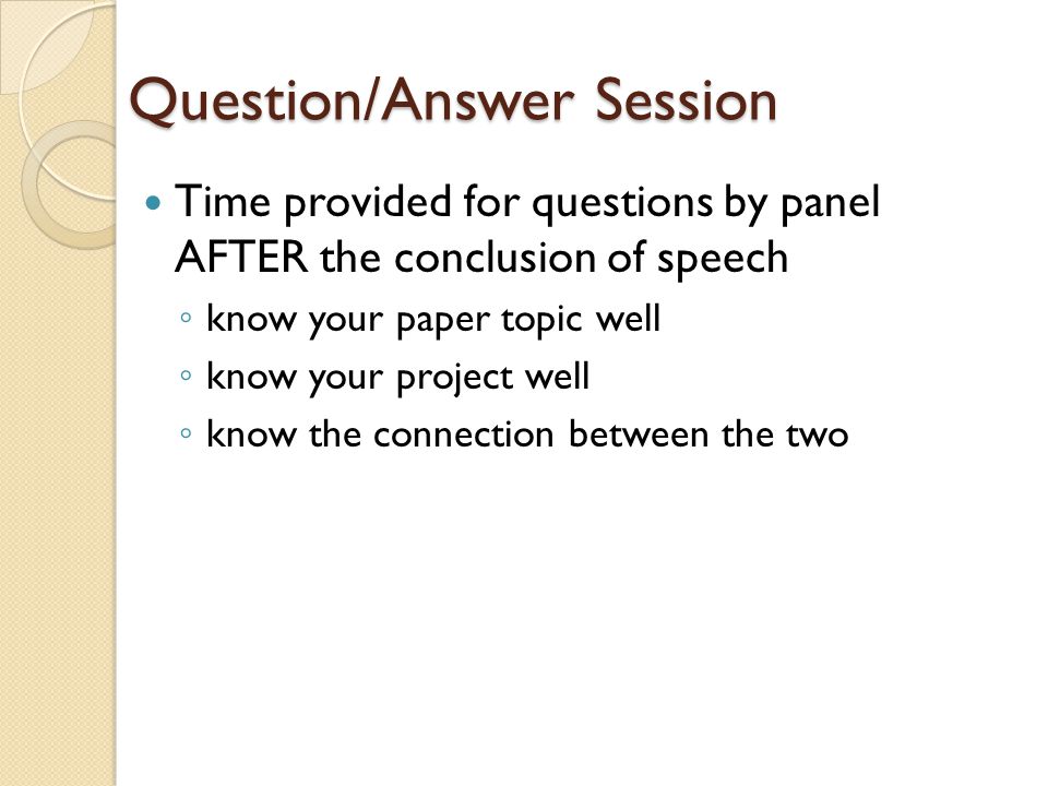 Question/Answer Session