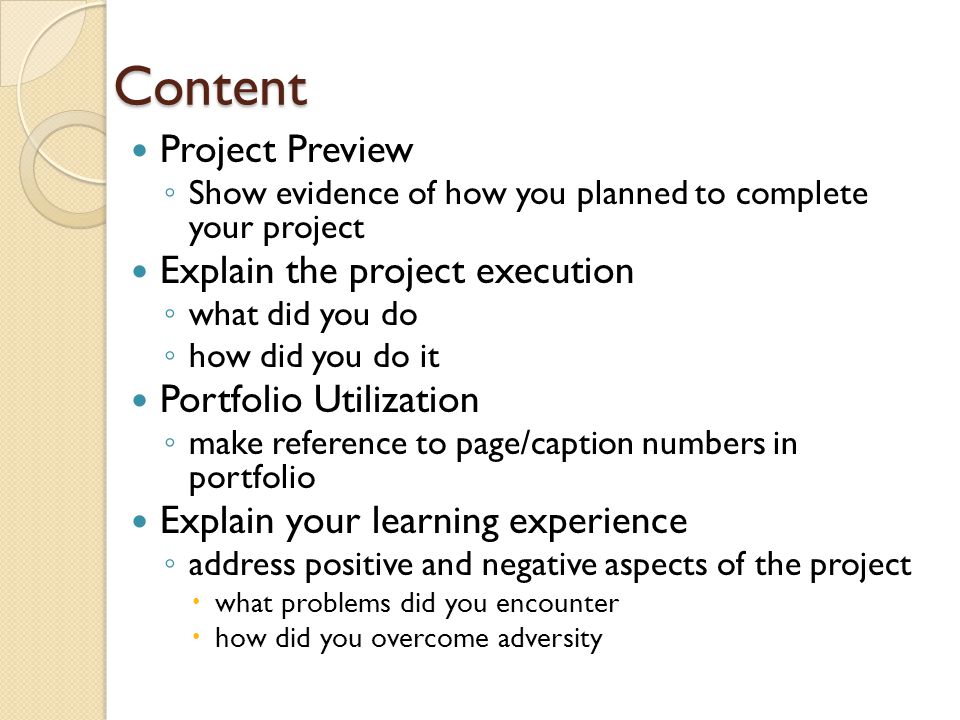 Content Project Preview Explain the project execution