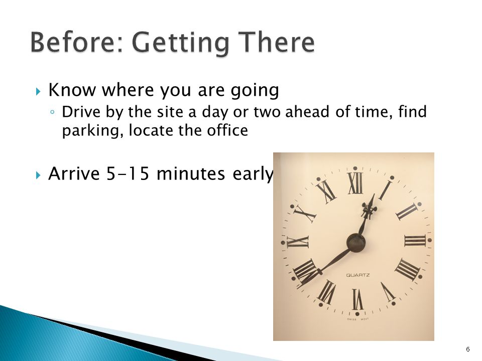 Before: Getting There Know where you are going