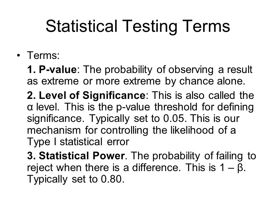 Statistical Testing Terms