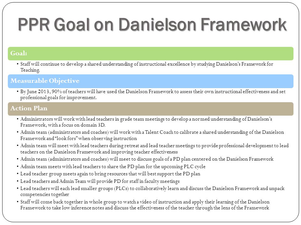 PPR Goal on Danielson Framework
