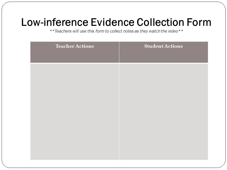 Low-inference Evidence Collection Form