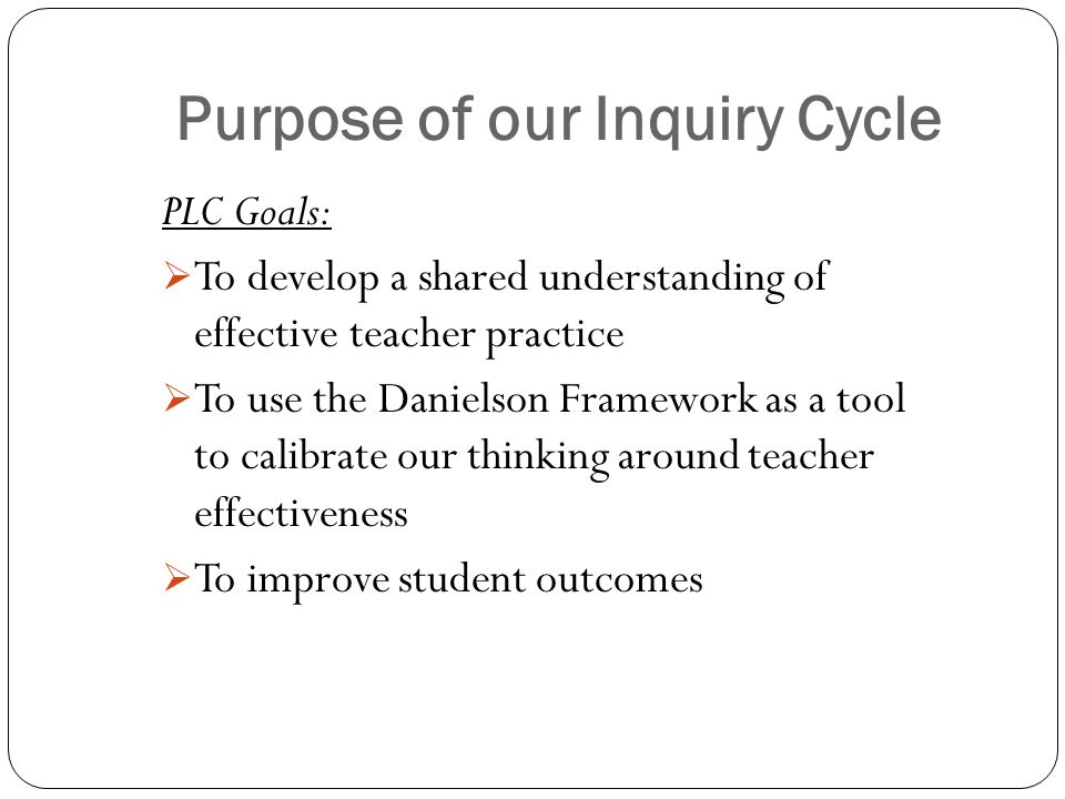 Purpose of our Inquiry Cycle