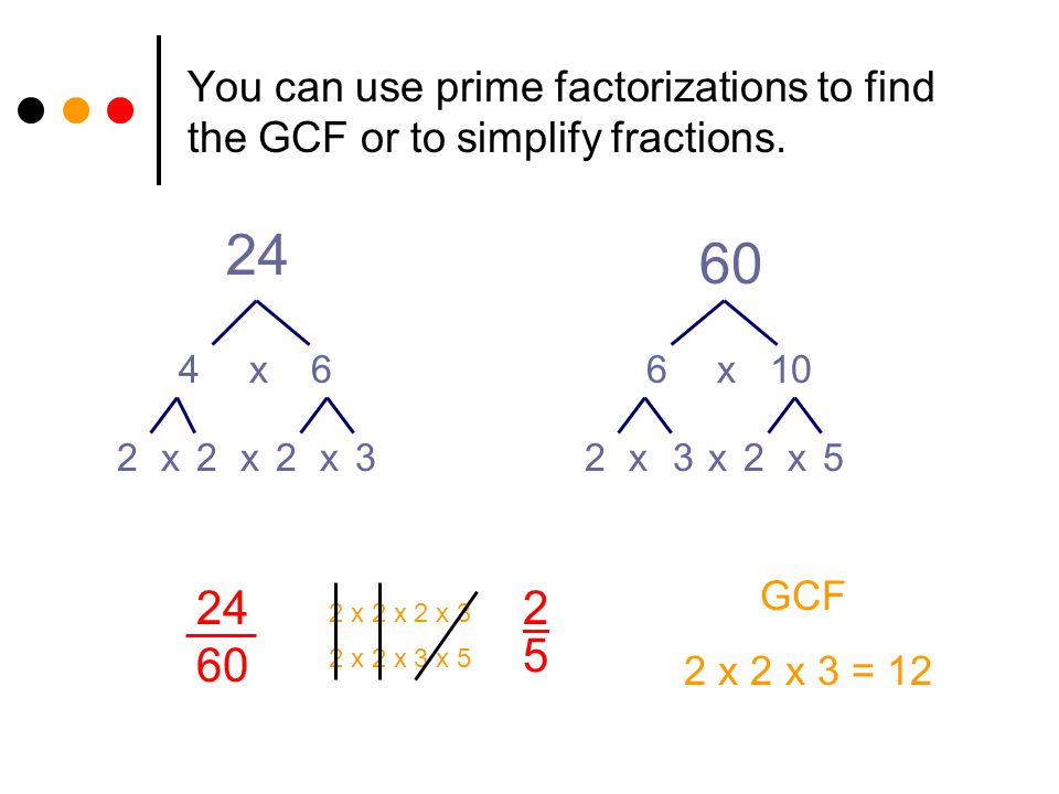 You can use prime factorizations to find the GCF or to simplify fractions.