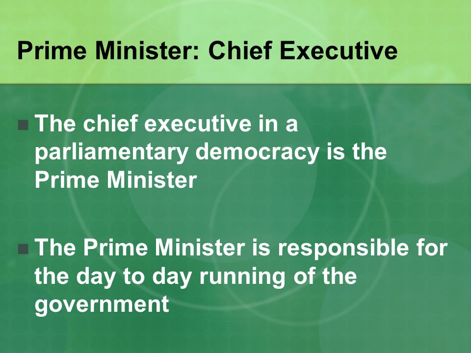 Prime Minister: Chief Executive
