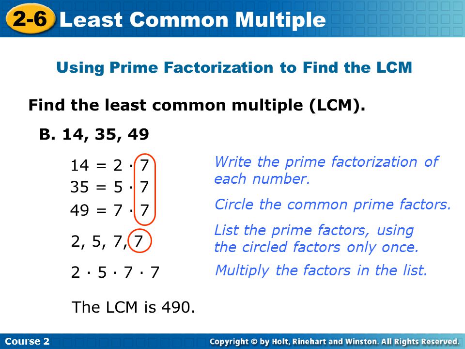 Using Prime Factorization to Find the LCM