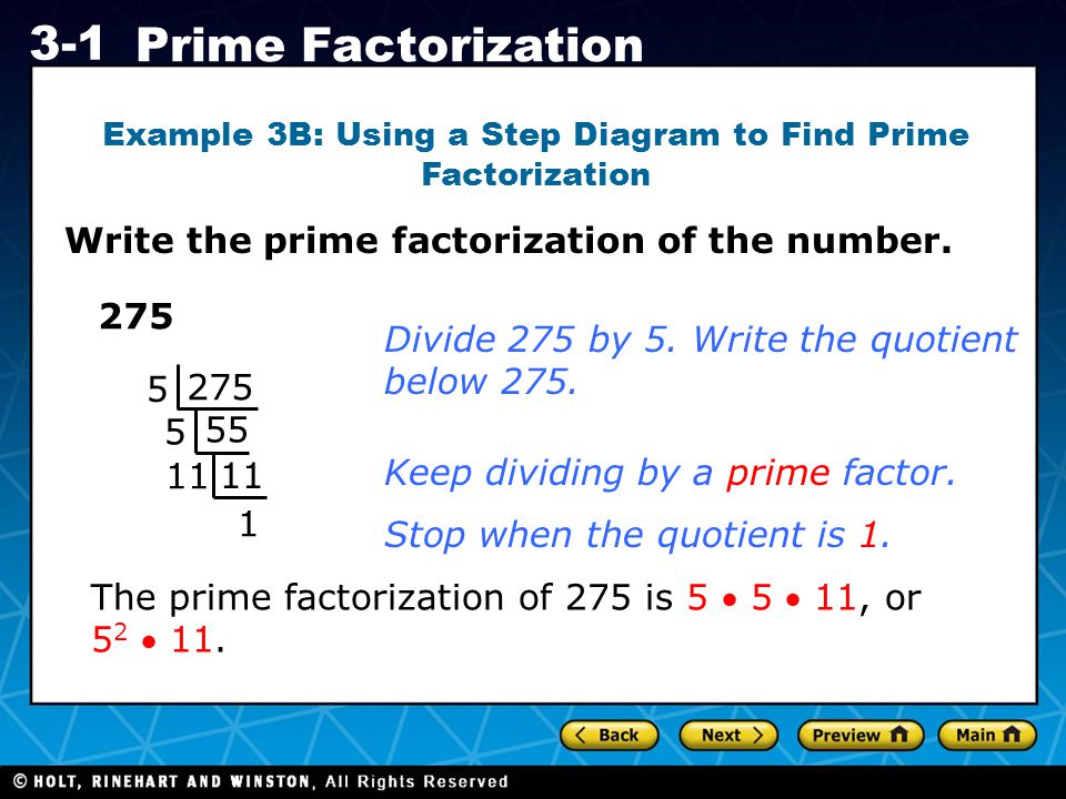 Example 3B: Using a Step Diagram to Find Prime Factorization