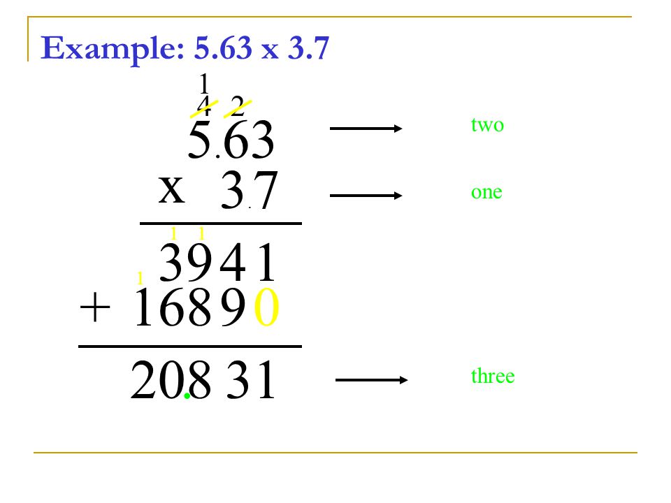 Example: 5.63 x two x 3.7 one three
