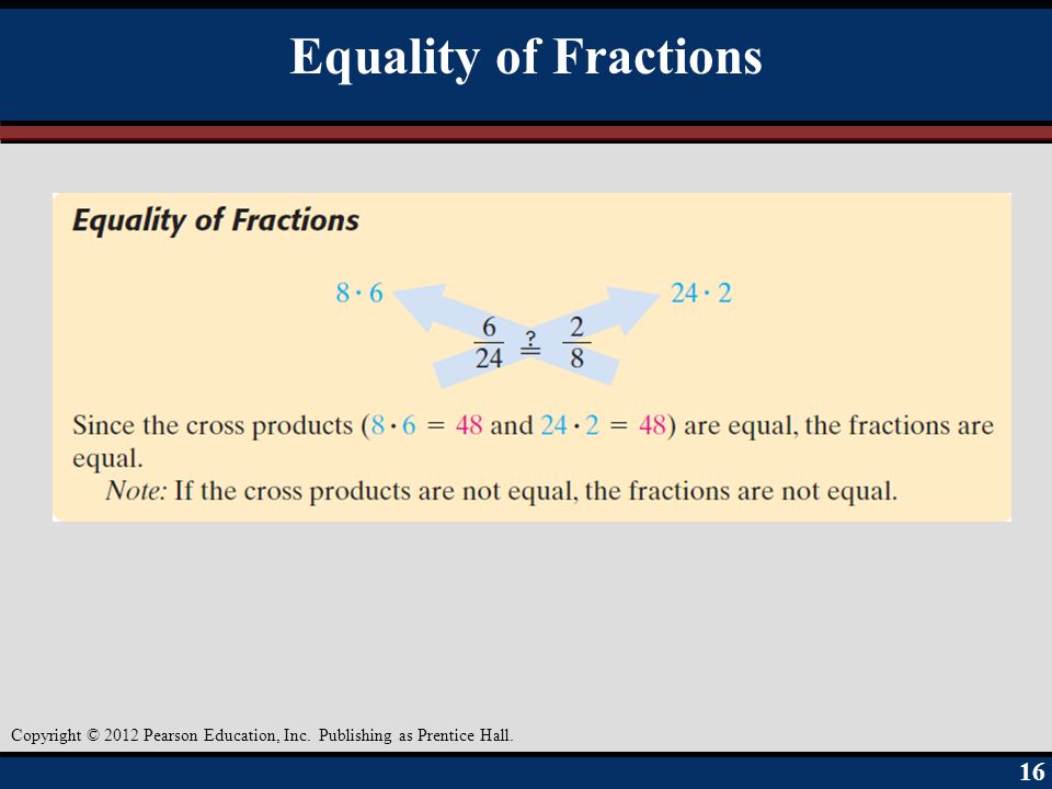 Equality of Fractions Objective A 16