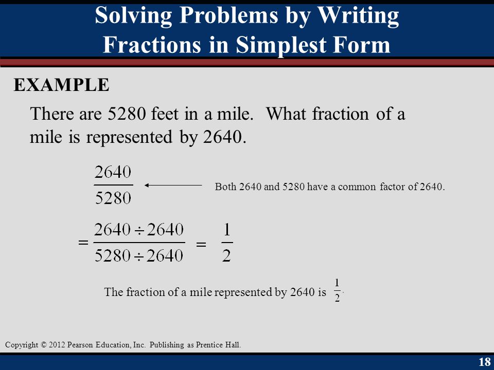 Solving Problems by Writing Fractions in Simplest Form