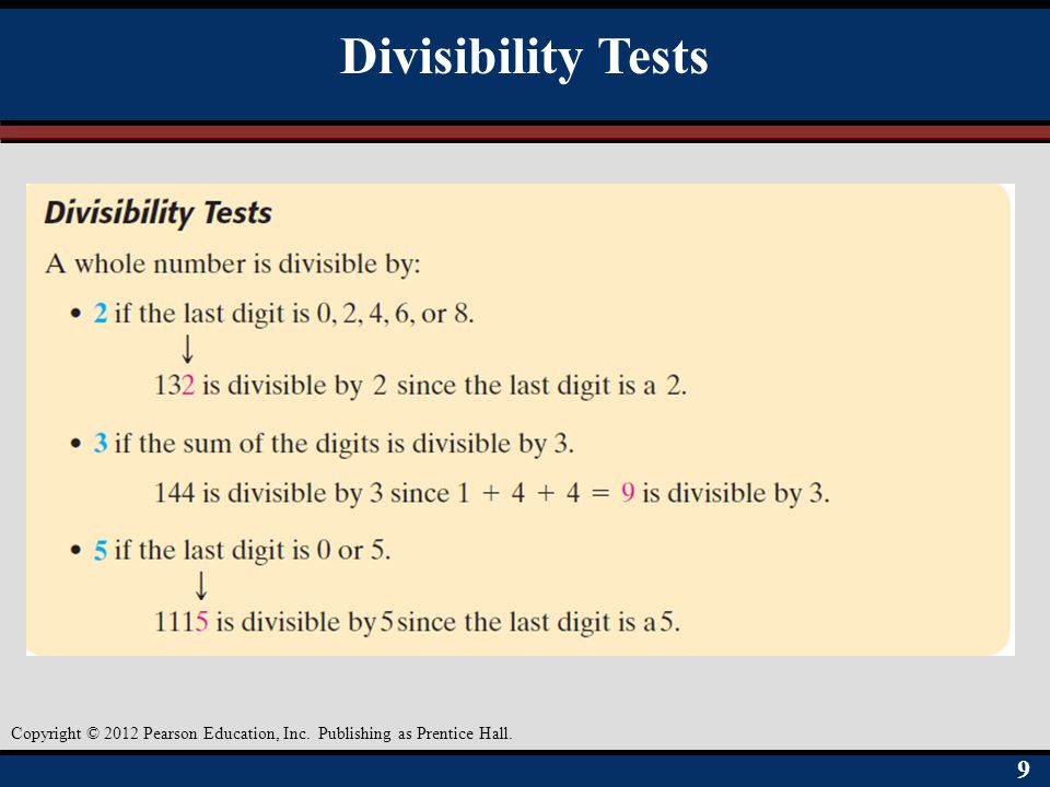 Divisibility Tests Objective A 9