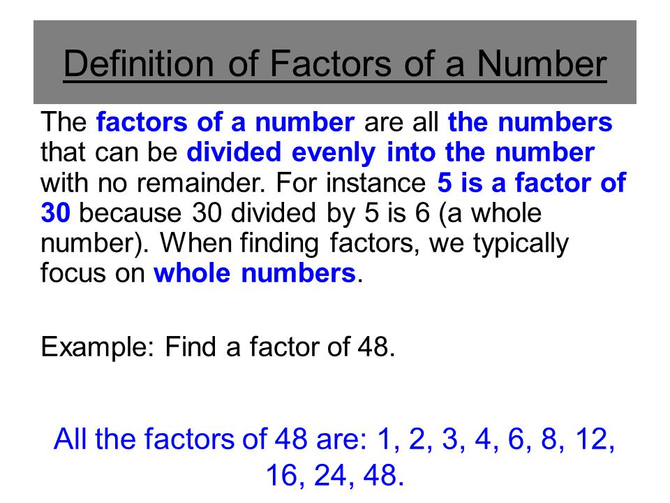 Definition of Factors of a Number