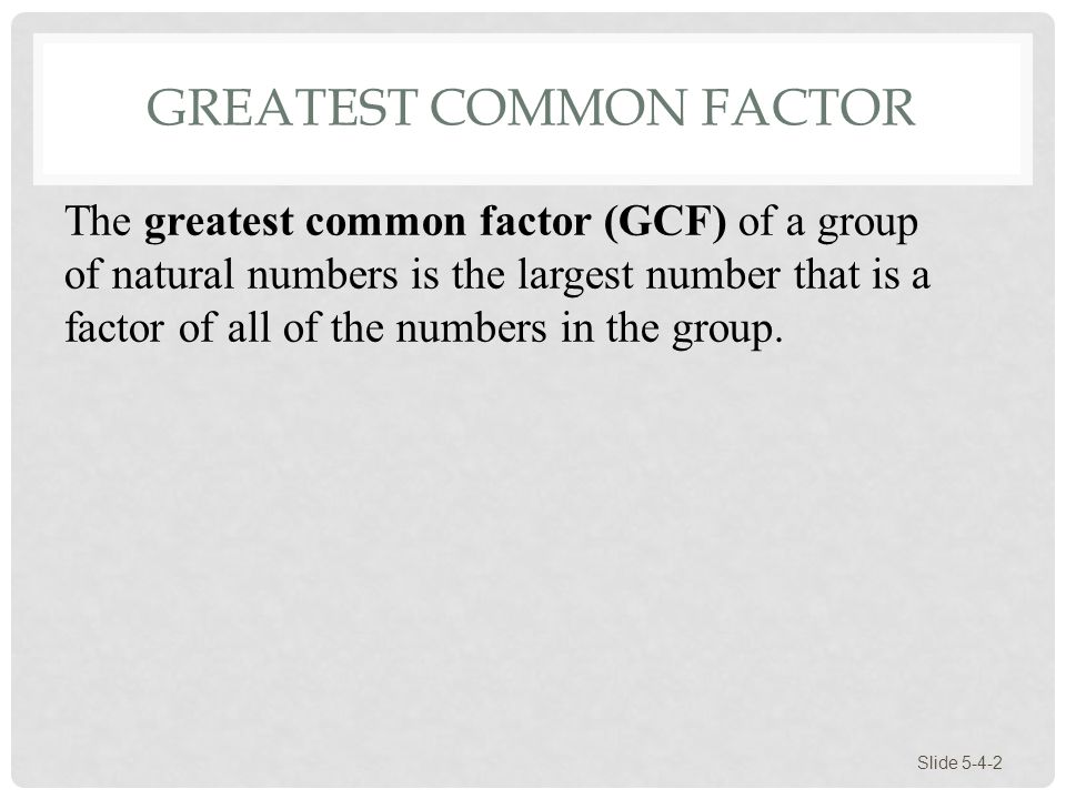 Greatest Common Factor
